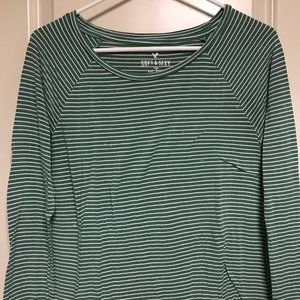 Green Striped Long Tee